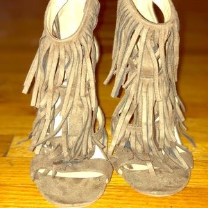 Faux Suede Tassle Heels